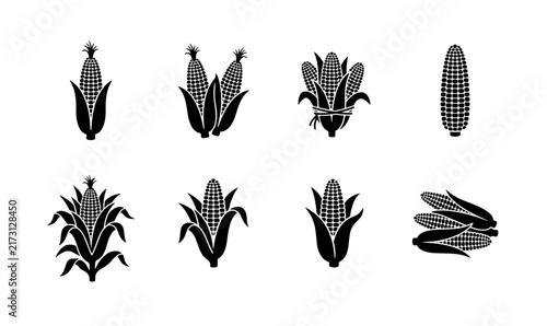 Foto 70 Corn Icons Set, Maize Vector Graphics, Organic Food Symbols, Harvest Agricult