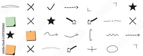 Obraz na płótnie Flat vector icons set with various symbols and shapes