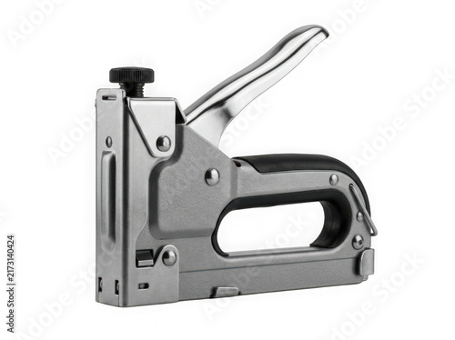 heavy duty metal staple gun hand tool for upholstery isolated on transparent background