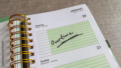 Overtime on Saturday in Weekly Planner Showing Weekend Work
