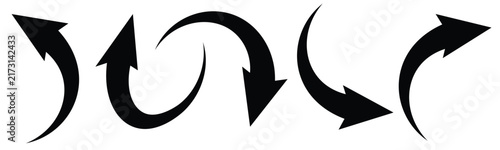Quadro su tela Curved swoosh arrow icon set with dynamic tapered direction symbols