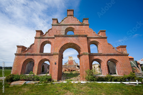 Burned main building of the agricultural area Egebaksande in Thisted County, Denmark