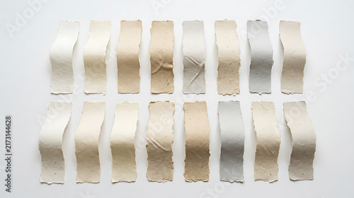 Set of adhesive paper tape strips in neutral beige colors