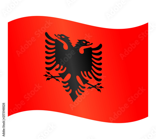 Bild auf Leinwand Albanian flag waving with simple gradient applied