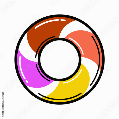 Colorful inflatable pool float ring for summer vacation and water recreation activities