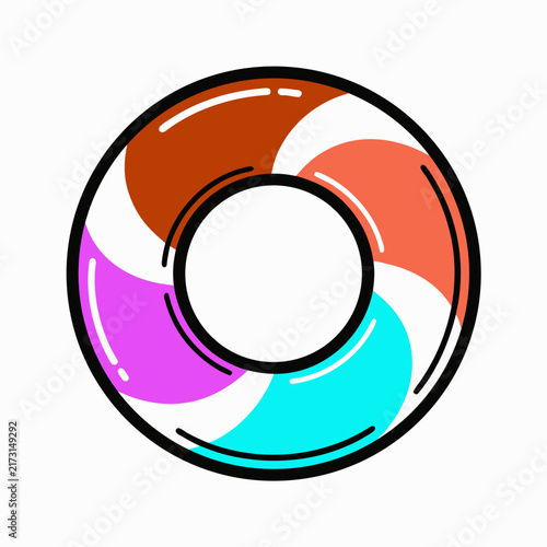 Colorful inflatable pool float ring, summer water toy icon for vacation and beach design