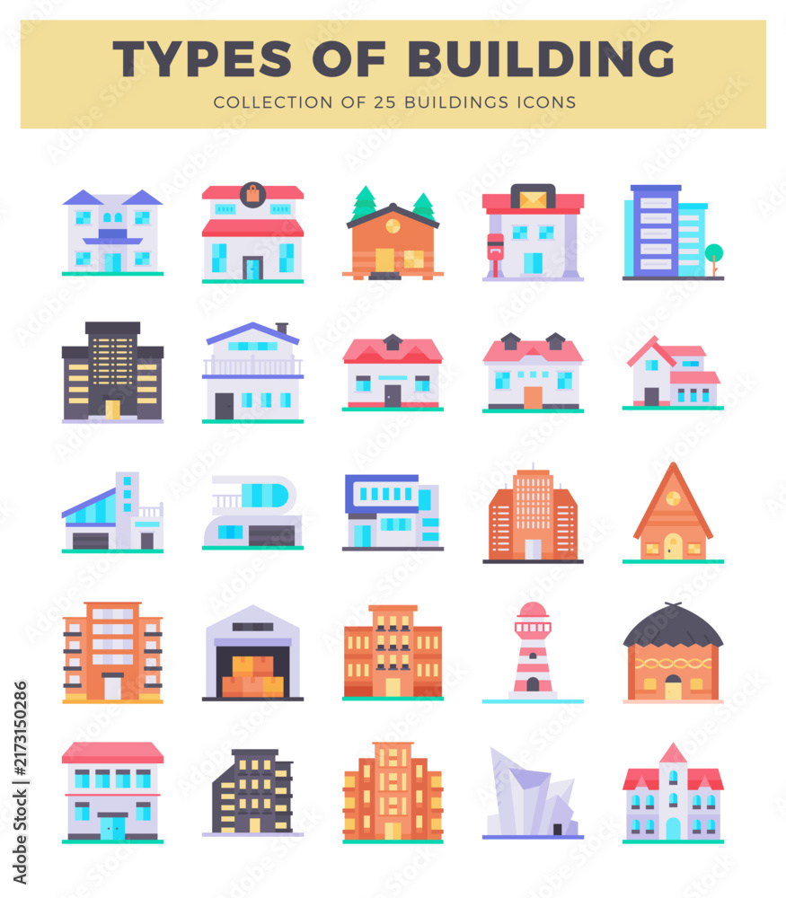 Fototapeta premium colorful flat building icons.