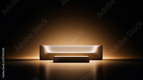 Minimalist Luxury Golden Podium in Dark Ambient Setting