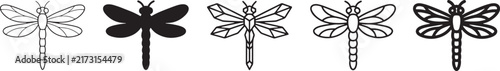Dragonfly Hand Drawn Line Art Collection Featuring Elegant Insects in Different Styles, Detailed Wing Illustrations and Minimal Nature Designs