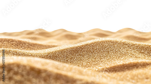 close up of sand isolated on white and transparent background