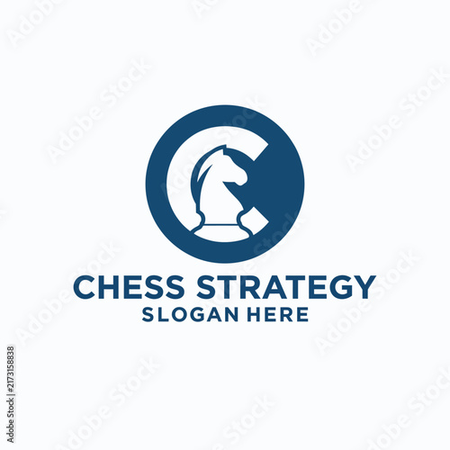 A sophisticated logo design centered around a knight piece from chess, symbolizing strategic thinking and intellectual engagement for a chess-related enterprise.