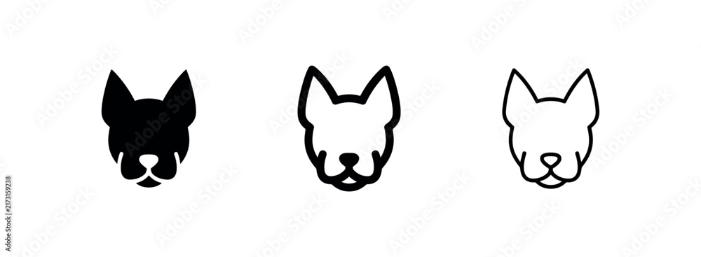 Fototapeta premium Alert Dog Face Head Pet Icon Set