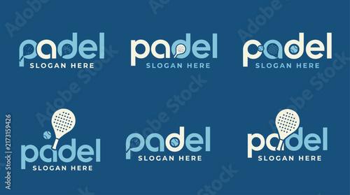 A collection of logos showcasing the sport of padel, each with unique design elements, emphasizing the fun, competitive spirit, and energy inherent in the game.