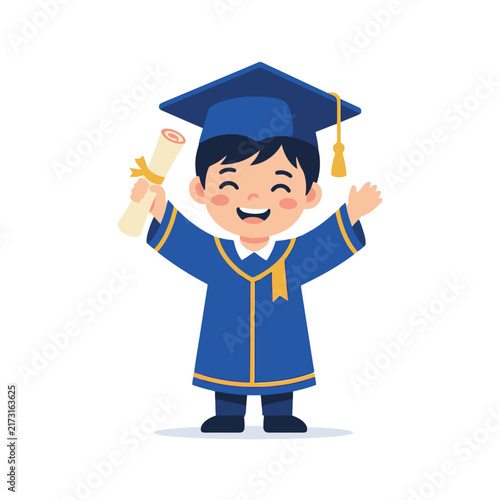 Happy young graduate holding diploma in cap and gown