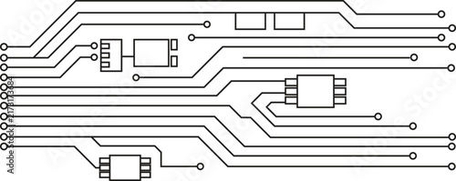 Circuit board schematic illustration on a white background