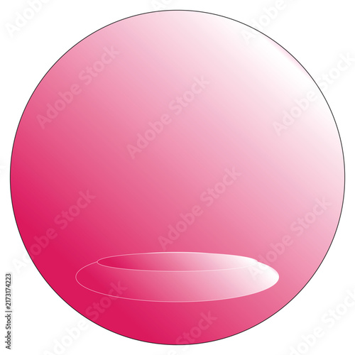3D Pink Gradient Sphere Enclosure with Internal Product Podium Base Vector Graphic