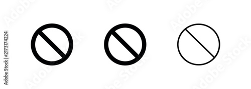 Foto No entry or prohibited sign icons set in bold outline and outline styles for res