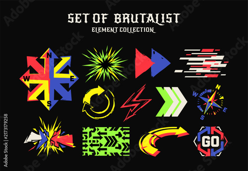 Brutalist set element with flat design 