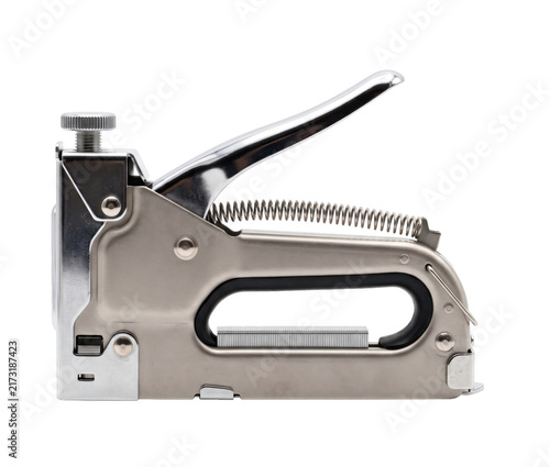 Fotografía Heavy duty staple gun with metal construction and visible staples inside