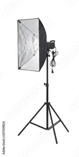 Professional studio softbox light modifier on a tripod stand