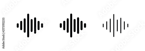 Konstfotografi Audio Waveform Sound Bars Icon Set with Filled and Outline Styles