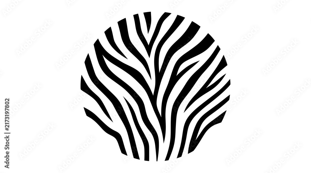 Naklejka premium Circular zebra stripe pattern with organic black lines.