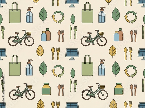 Flat Eco Friendly Zero Waste Lifestyle Pattern Seamless Vector Background

Sustainable Green Living Seamless Pattern Eco Friendly Recycling Icons

Zero Waste Eco Friendly Items Seamless Pattern Flat V