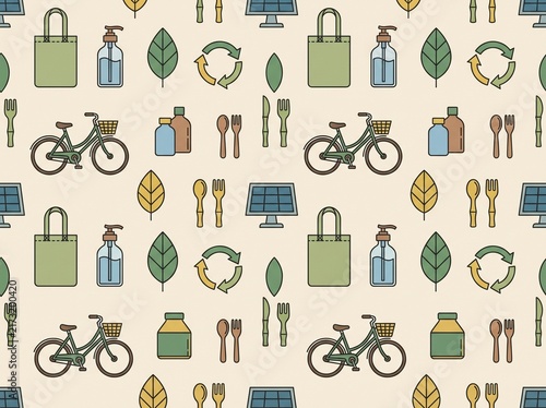 Flat Eco Friendly Zero Waste Lifestyle Pattern Seamless Vector Background

Sustainable Green Living Seamless Pattern Eco Friendly Recycling Icons

Zero Waste Eco Friendly Items Seamless Pattern Flat V