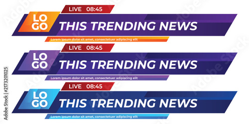 Modern News Banner Templates for Video Broadcasting and Streaming