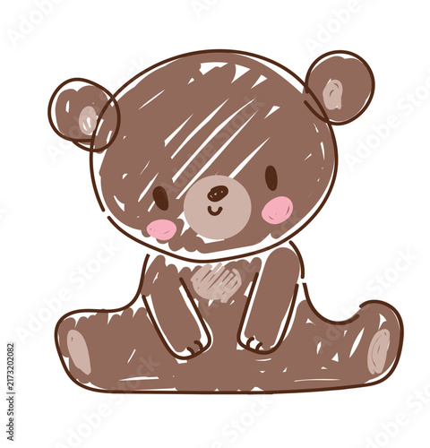 Cute Vector Hand Drawn Teddy Bear Character Illustration