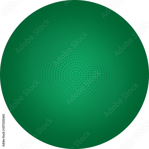large green circular graphic with a halftone pattern