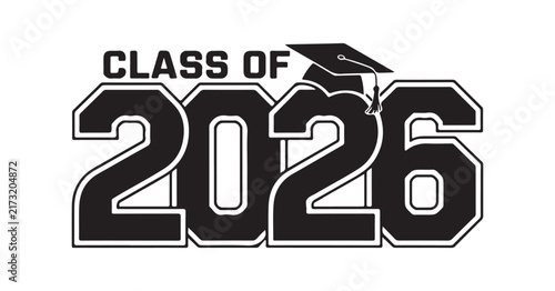 graduation school announcement class of 2026 typographic logo