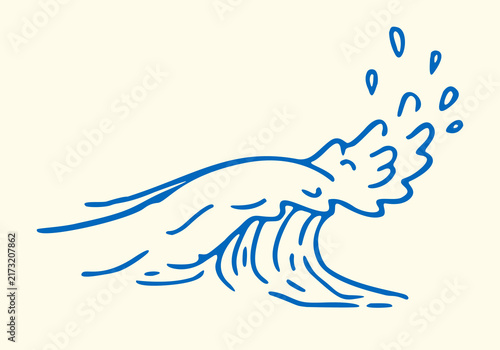 Ocean wave splashing water line art vector illustration surf icon