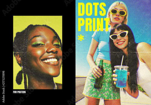 Dots Printed Photo Effect For Poster And Print Design