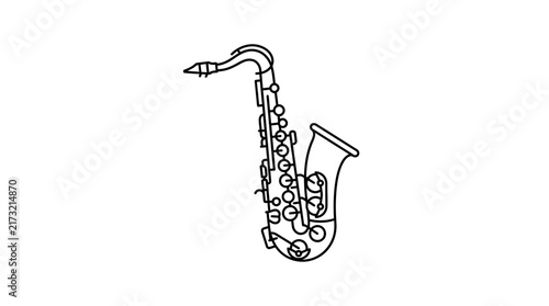 Obraz na płótnie Simple saxophone silhouette line art vector.