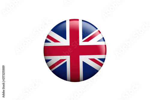 Circular British flag symbol with glossy finish