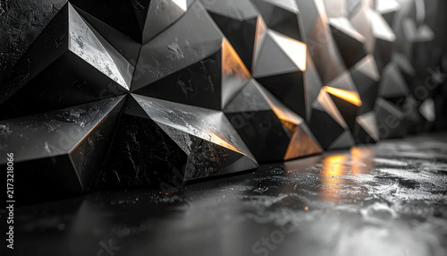Obraz na płótnie A dynamic abstract geometric metallic surface with dramatic lighting and reflective textures