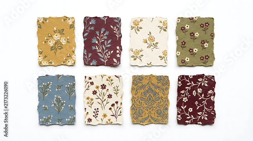 Set of eight abstract terrazzo patterns with colorful shapes