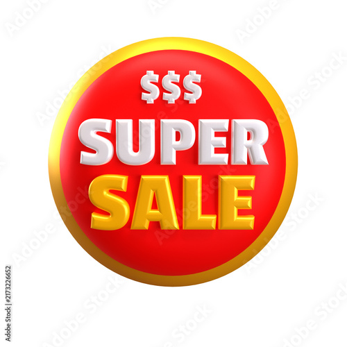 Super sale badge icon 3d discount offer sign label 