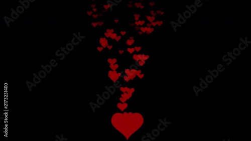Social media heart reactions fountain floating upward animation alpha channel