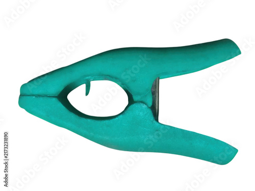 Konstfotografi A single green plastic spring clamp tool for photography and workshop projects i