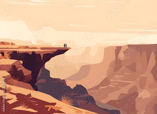 Dramatic Canyon Observation Platform Over Layered Valley