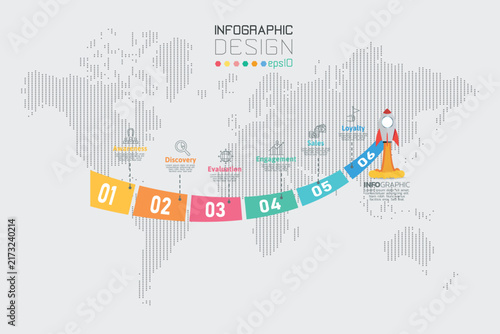 Rocket Launch Progress Timeline Infographic Design