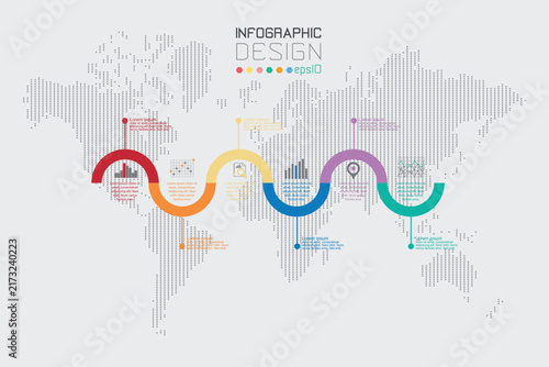 Colorful Wave Timeline Process Infographic Template