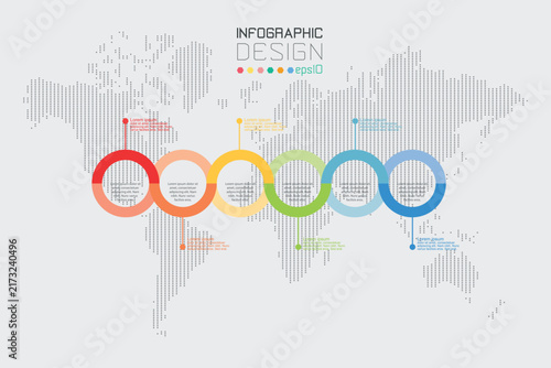 Overlapping Loop Circle Timeline Infographic Vector