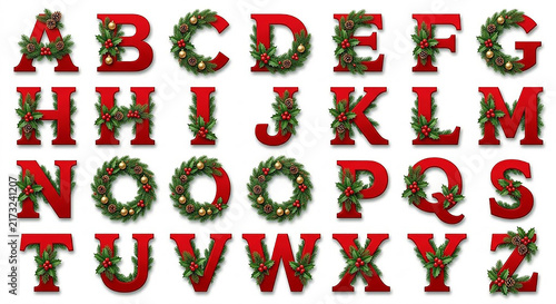 christmas alphabets, christmas alphabet set  