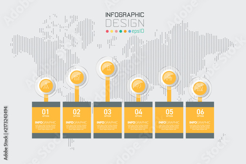 6 Step Lightbulb Idea Banner Business Infographic
