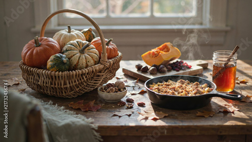 Cozy Autumn Still Life with Pumpkins, Roasted Squash, Apple Crumble and Warm Spiced Drink

40 Search Keywords