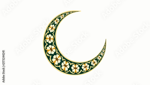 A decorative circular floral border in green and gold tones isolated on a white background, providing ample copy space for invitations or greeting cards.
