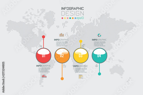4 Step Circle Hanging Pin Business Infographic